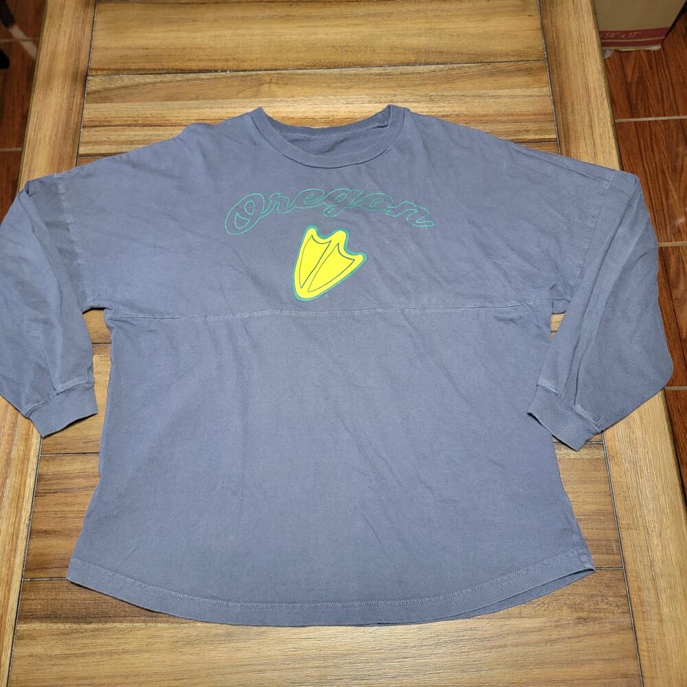 Oregon Ducks LS Dark Blue/Grey Heavyweight Tee - Size Medium